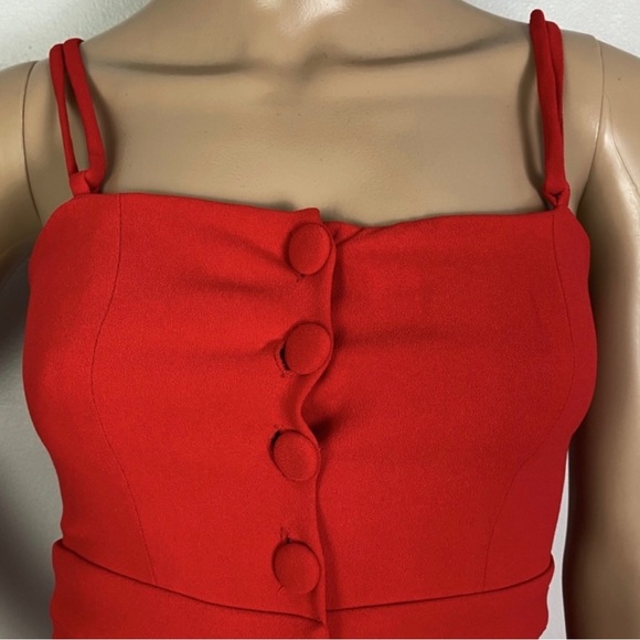 NEW NBD REVOLVE RED BUTTON-FRONT JUMPSUIT - Picture 3 of 7